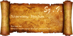 Szarvasy Ibolya névjegykártya